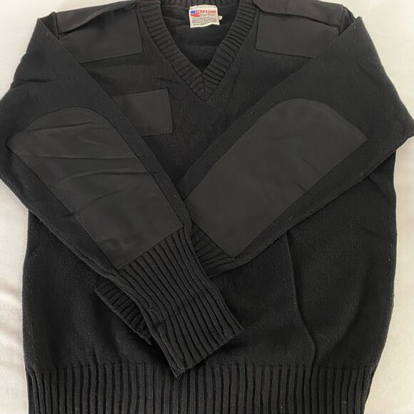 Vintage Commando Tactical Black Pullover Patched Military Sweater Sz Large - Picture 7 of 9